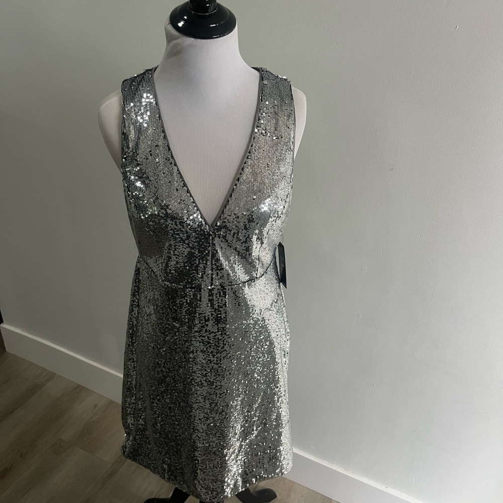 Lulu's Sparkling Silver Sequin Dress